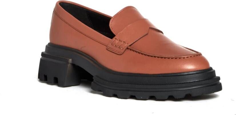 Hogan Leren Mocassin Loafer voor Vrouwen Brown Dames