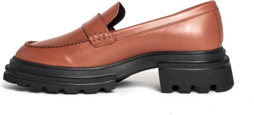 Hogan Leren Mocassin Loafer voor Vrouwen Brown Dames