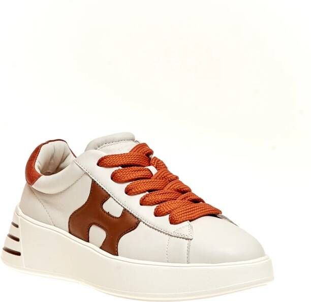 Hogan Leren Oranje Sneakers Rebel Stijl White Dames