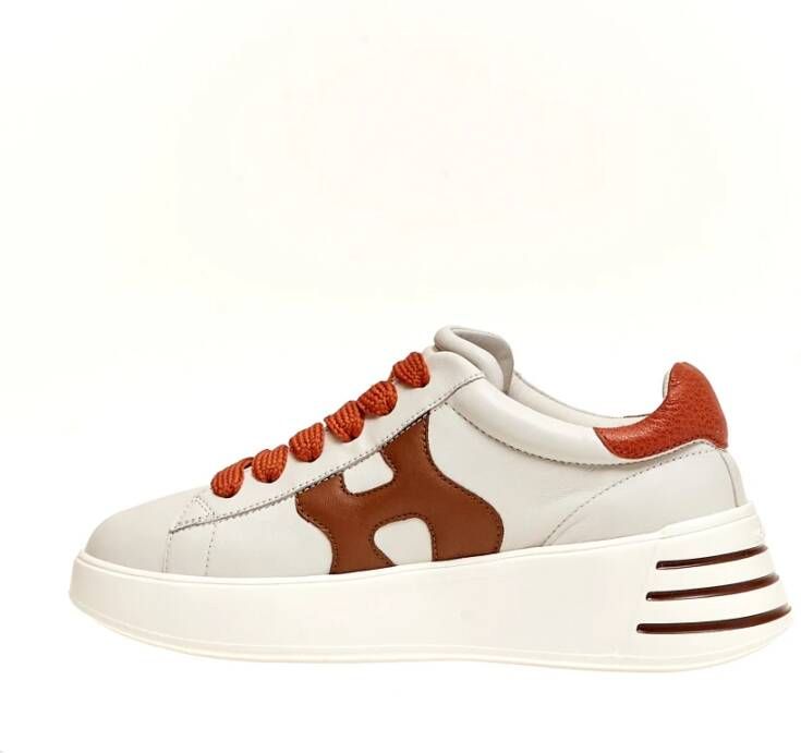 Hogan Leren Oranje Sneakers Rebel Stijl White Dames