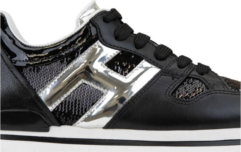 Hogan Leren Paillet Sneakers voor Vrouwen Black Dames