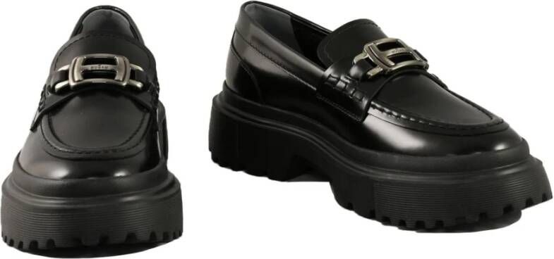 Hogan Leren Rubberen Zool Casual Schoenen Black Dames