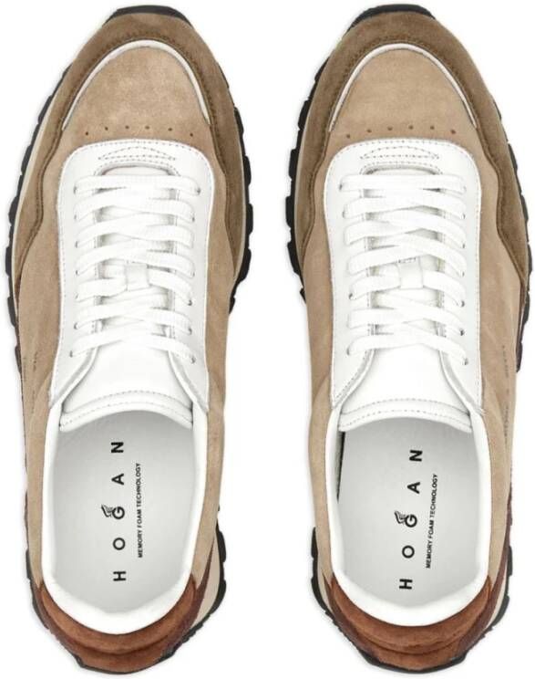 Hogan Leren Sneakers Beige Wit Bruin Multicolor Heren