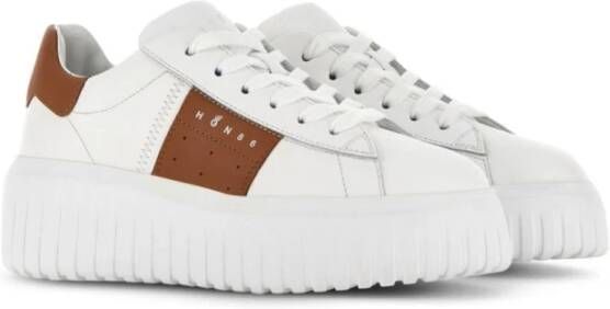 Hogan Leren Sneakers Bruin Panel Ontwerp Multicolor Dames