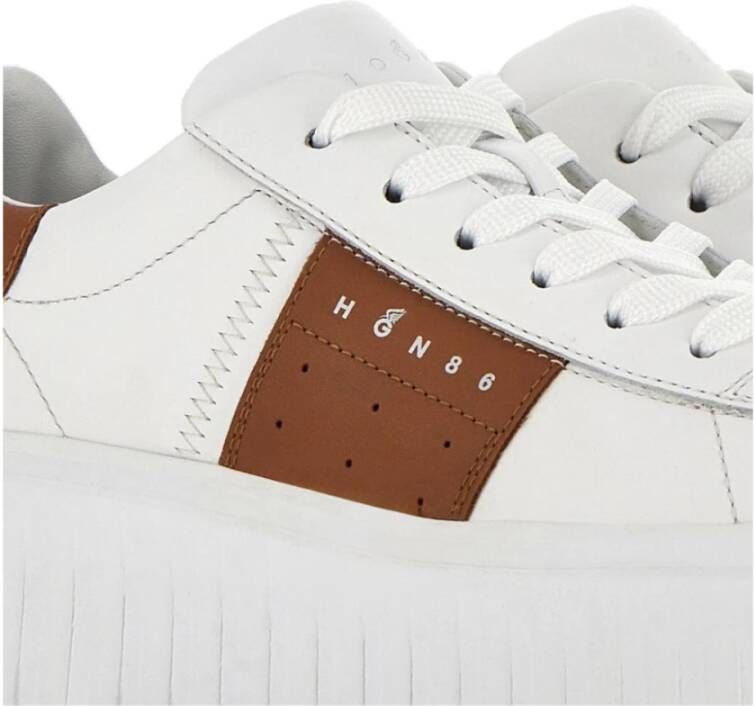 Hogan Leren Sneakers Bruin Panel Ontwerp Multicolor Dames