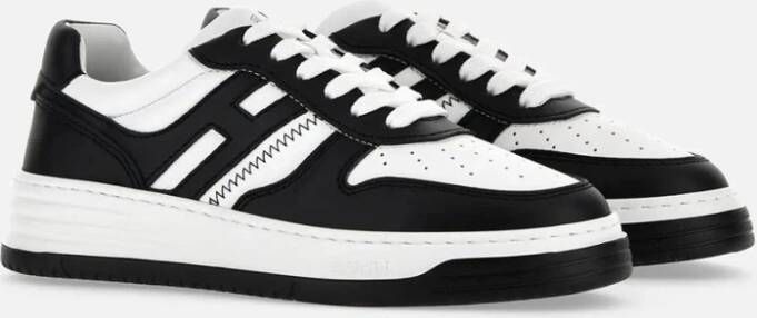 Hogan Leren sneakers in wit en zwart Black Dames