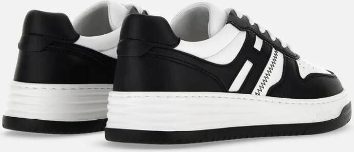 Hogan Leren sneakers in wit en zwart Black Dames