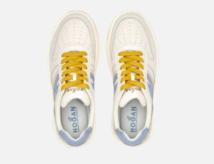 Hogan Leren Sneakers met Fluweel Inzetstukken White Dames