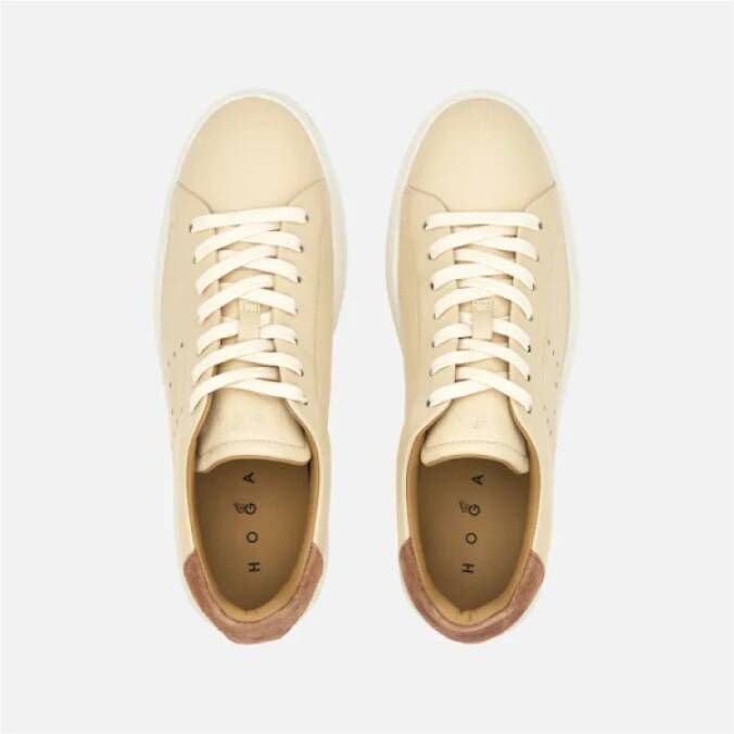 Hogan Leren Sneakers met Geperforeerde Zij H Beige Dames