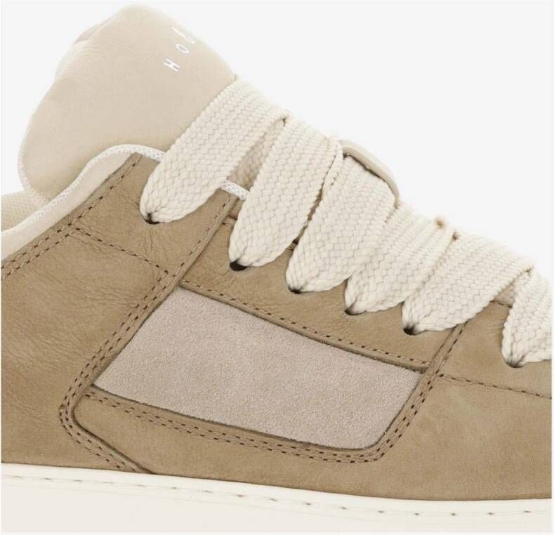 Hogan Leren Sneakers met Nubuck Inzetstukken Beige Dames