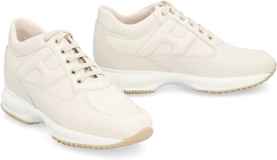 Hogan Leren Sneakers met Ronde Neus White Dames