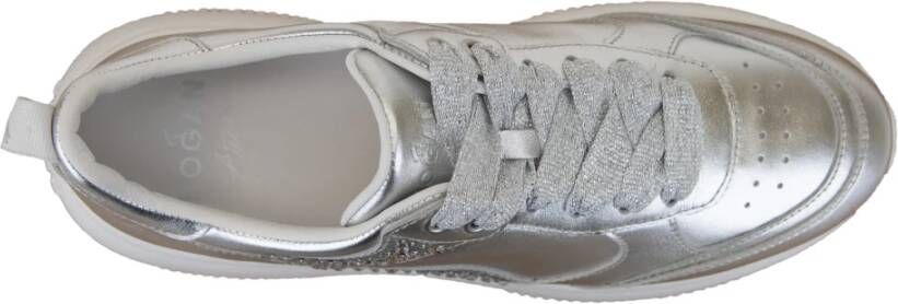 Hogan Leren Sneakers met Strass en Glitterveters Gray Dames