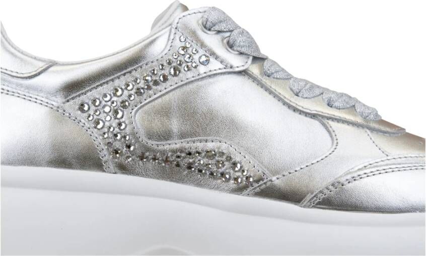 Hogan Leren Sneakers met Strass en Glitterveters Gray Dames