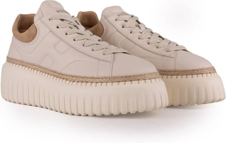 Hogan Leren Sneakers met Suède Details Beige Dames