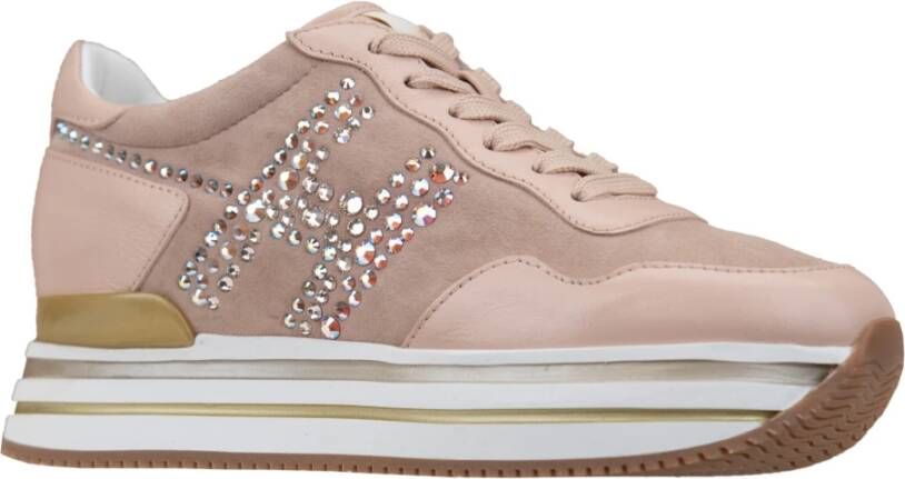 Hogan Leren Sneakers met Suède Details Pink Dames