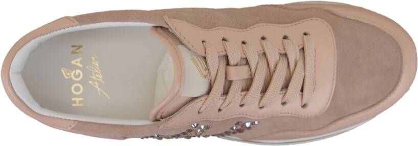 Hogan Leren Sneakers met Suède Details Pink Dames