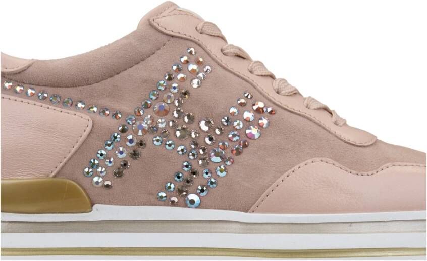 Hogan Leren Sneakers met Suède Details Pink Dames