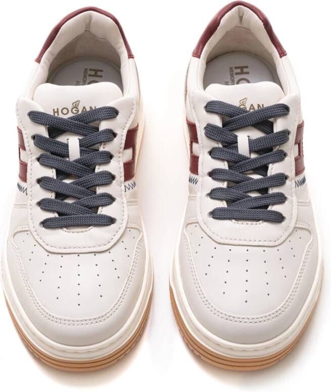 Hogan Leren sneakers met suède details White Heren