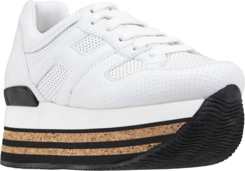 Hogan Leren Sneakers met Suède Hiel White Dames