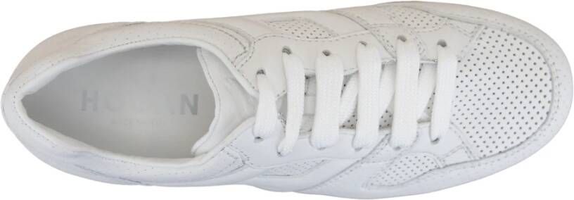 Hogan Leren Sneakers met Suède Hiel White Dames