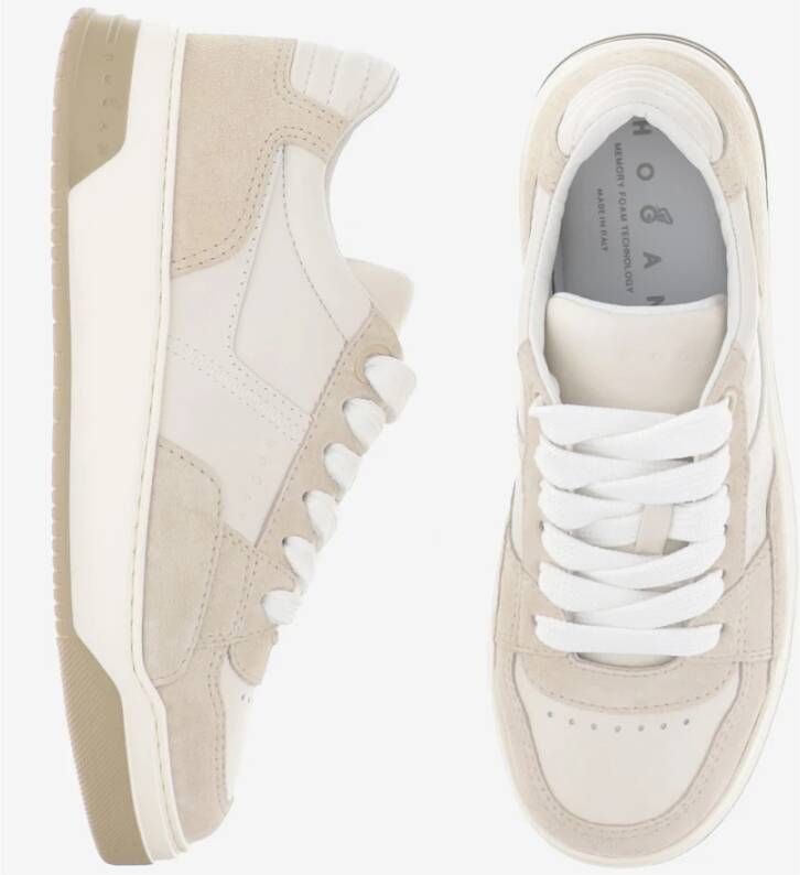 Hogan Leren Sneakers met Suède Inzetstukken Beige Heren