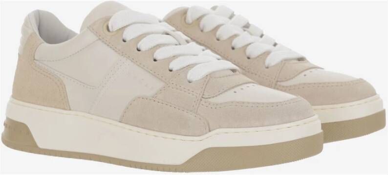 Hogan Leren Sneakers met Suède Inzetstukken Beige Heren