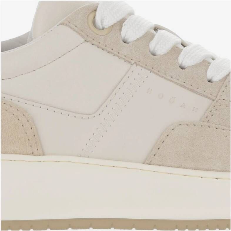 Hogan Leren Sneakers met Suède Inzetstukken Beige Heren