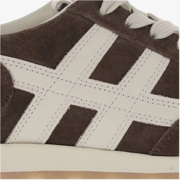 Hogan Leren Sneakers met Suède Inzetstukken Brown Dames