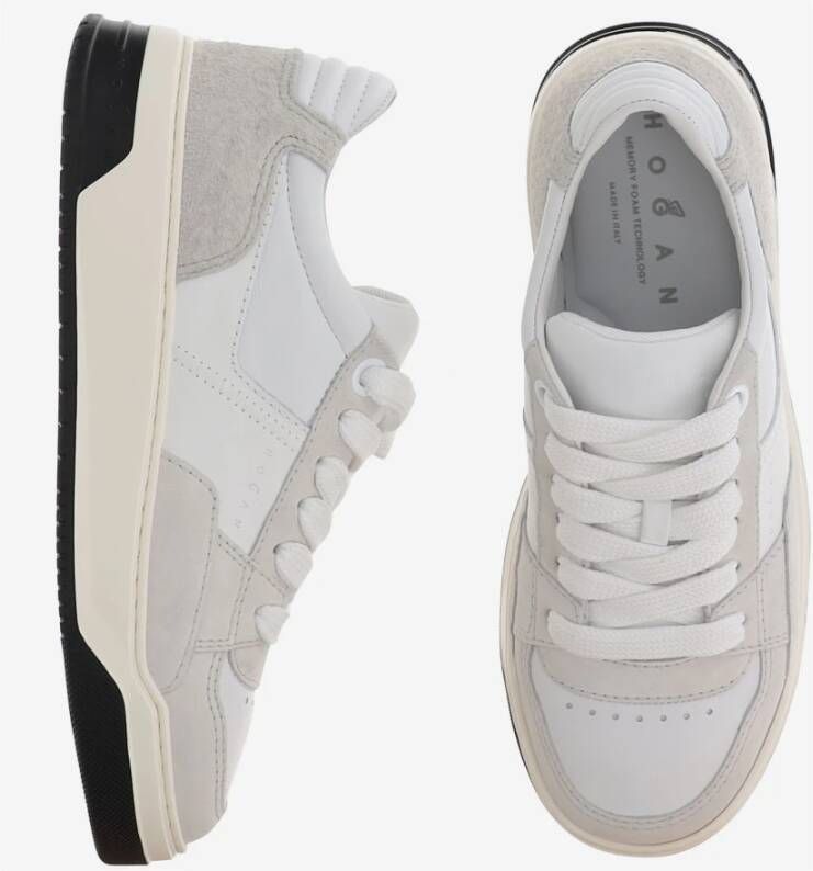 Hogan Leren Sneakers met Suède Inzetstukken Gray Heren