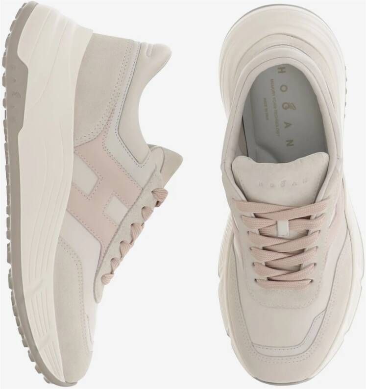 Hogan Leren Sneakers met Suède Inzetstukken Pink Dames