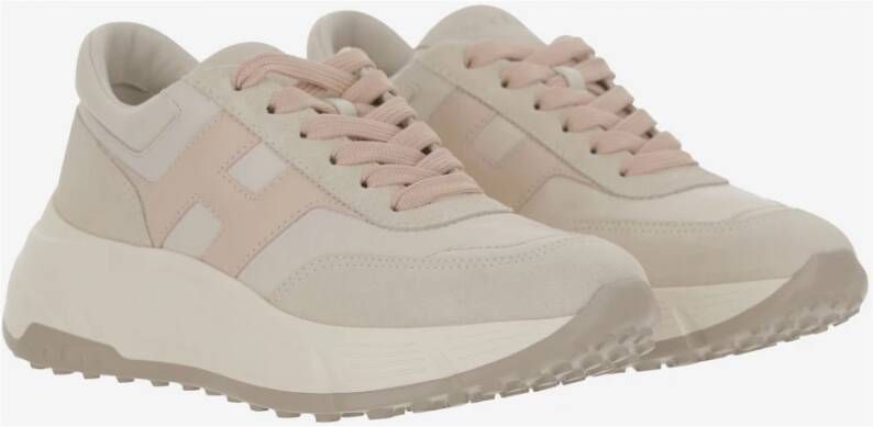 Hogan Leren Sneakers met Suède Inzetstukken Pink Dames