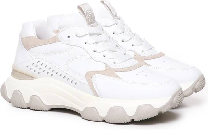 Hogan Leren Sneakers met Suède Inzetstukken White Dames