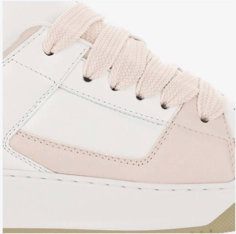 Hogan Leren Sneakers Ronde Neus Veters Logo Pink Dames