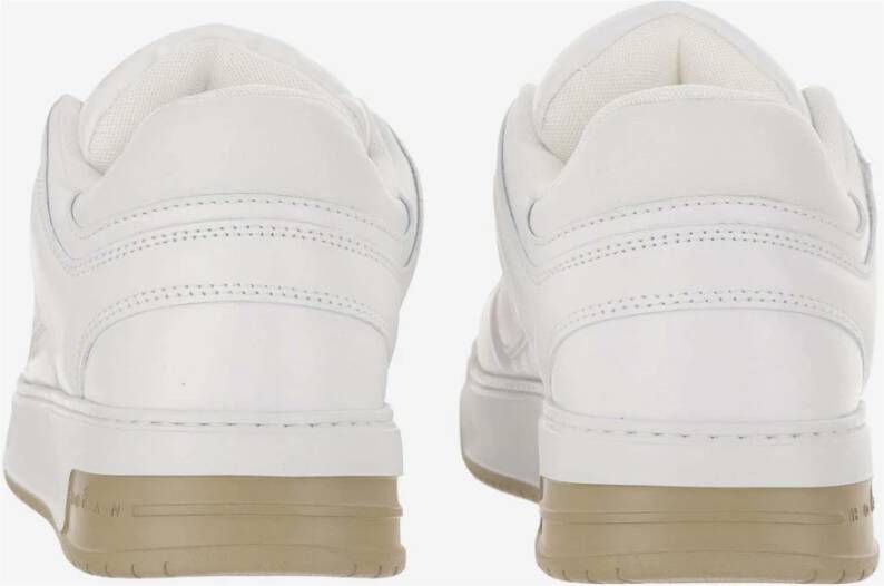 Hogan Leren Sneakers Ronde Neus Veters Logo White Heren