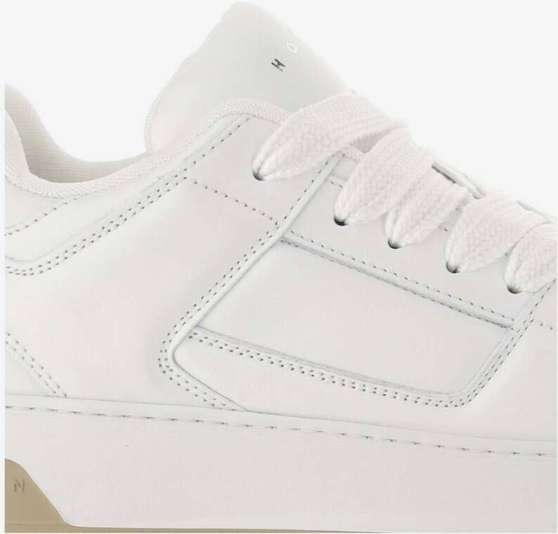 Hogan Leren Sneakers Ronde Neus Veters Logo White Heren