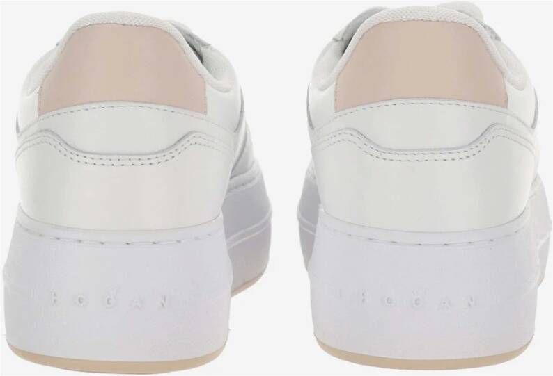 Hogan Leren Sneakers Ronde Neus Veters Wit White Dames