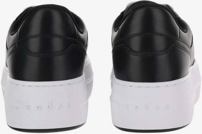 Hogan Leren Sneakers Ronde Neus Vetersluiting Black Dames