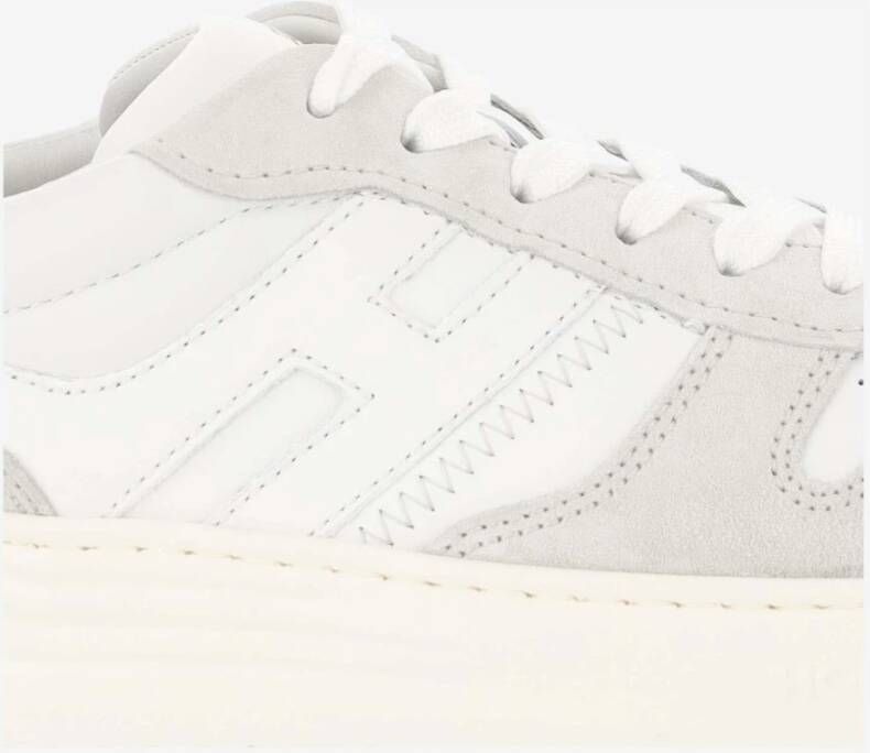 Hogan Leren Sneakers Veters Ronde Neus Logo White Heren