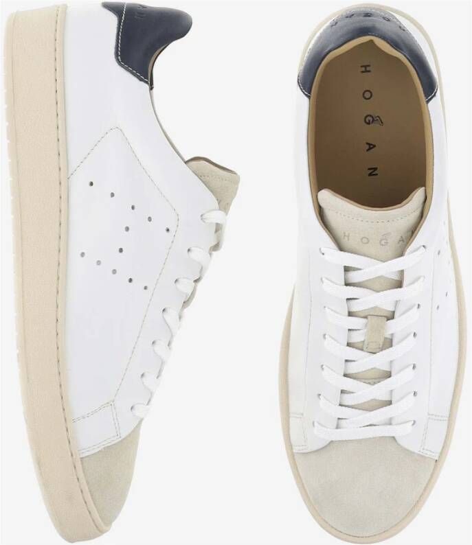 Hogan Leren Sneakers Vetersluiting Geperforeerde Zijde White Heren