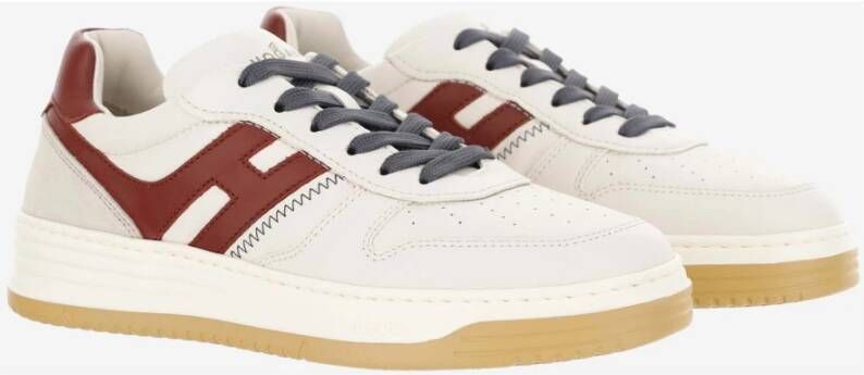 Hogan Leren Sneakers Vetersluiting Ronde Neus Italië Multicolor Heren