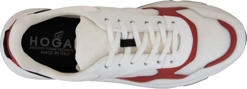 Hogan Leren Stoffen Sneakers Veterschoenen Mannen White Heren