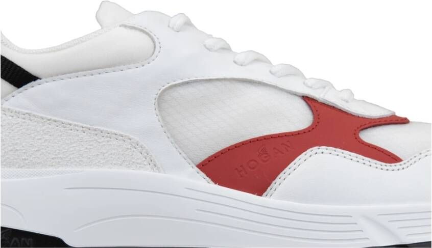 Hogan Leren Stoffen Sneakers Veterschoenen Mannen White Heren