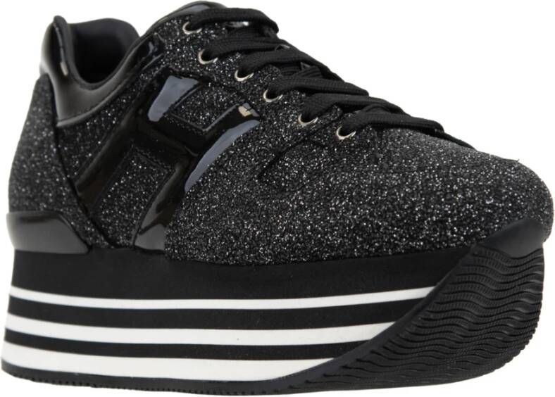 Hogan Leren Veterschoen Glitter Sneakers Vrouwen Black Dames