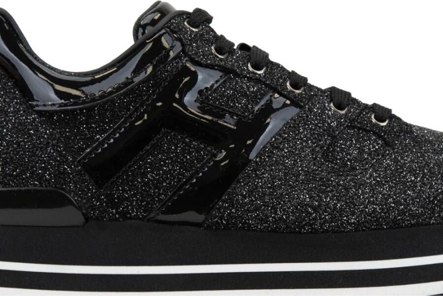 Hogan Leren Veterschoen Glitter Sneakers Vrouwen Black Dames