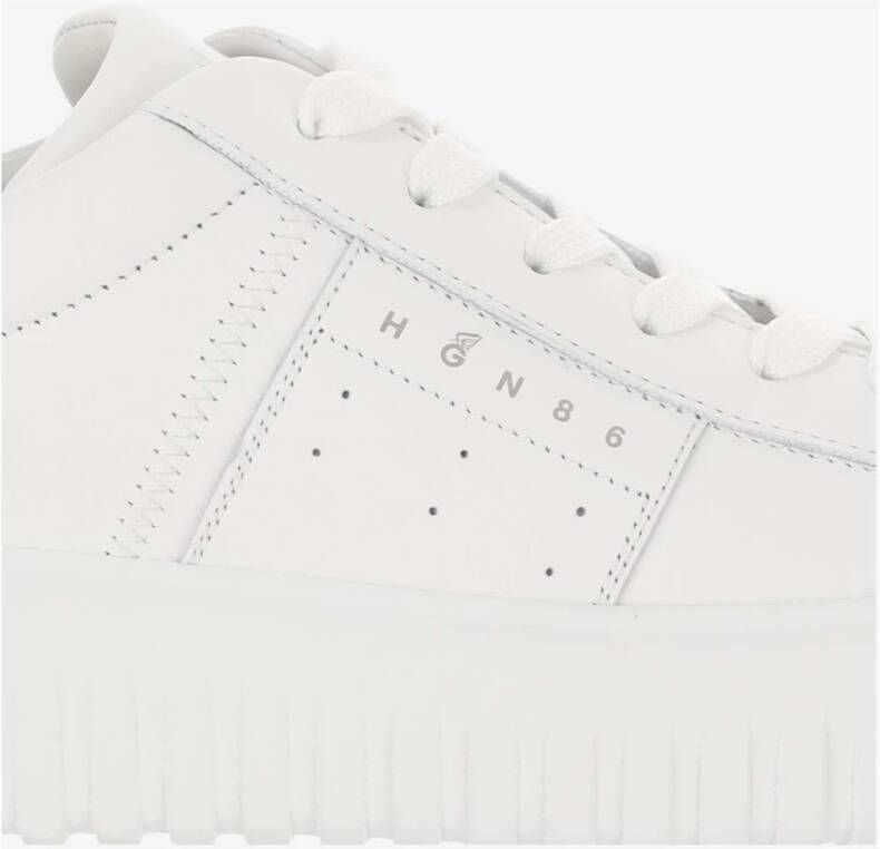 Hogan Leren Veterschoenen Kleurblok Ontwerp White Heren