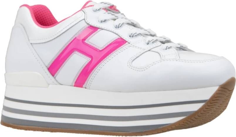 Hogan Leren Veterschoenen met Merkprint White Dames