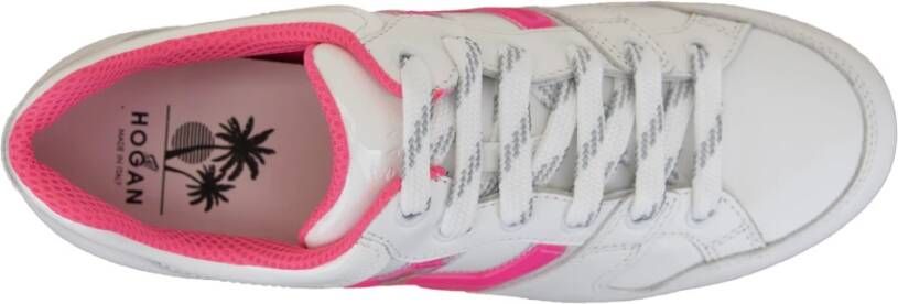 Hogan Leren Veterschoenen met Merkprint White Dames