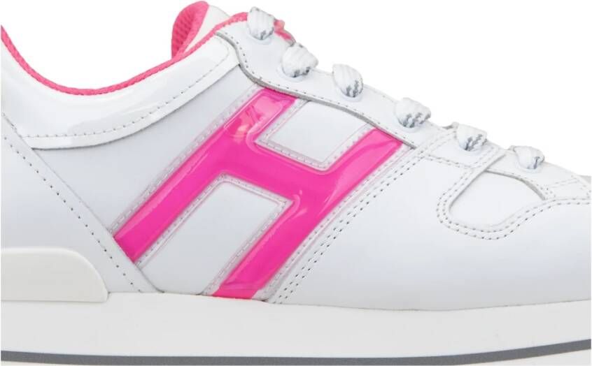 Hogan Leren Veterschoenen met Merkprint White Dames