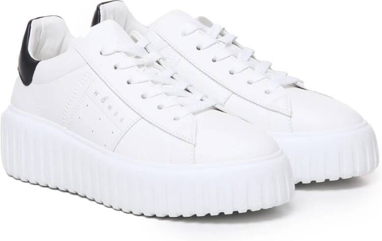 Hogan Leren Vetersluiting Stud Sneakers Wit White Dames