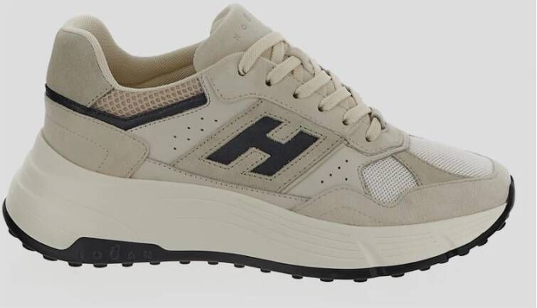 Hogan Leren Vetersneaker Beige Dames